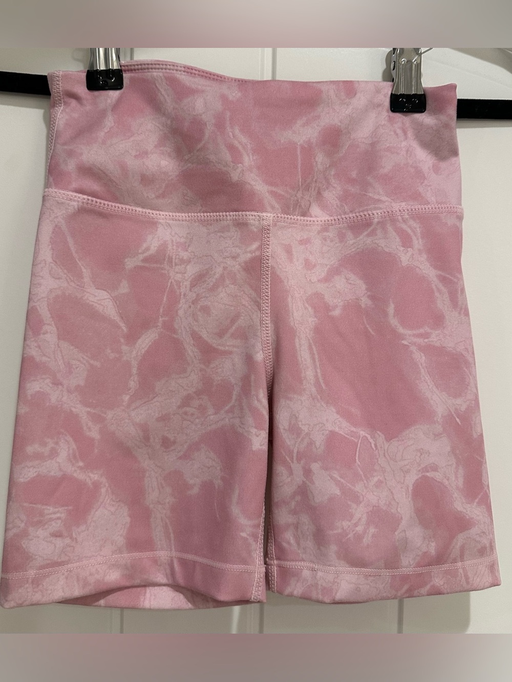 Tuff Athletics Bike Shorts Pink and White Marbled Print, Girls Size S, 7/8